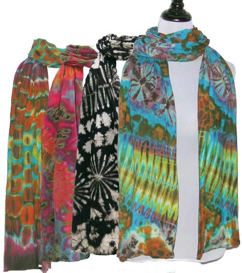 Collection of Mudmee tie dye scarves