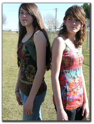 young girls wearing tie dye heley tanks